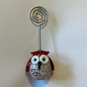 Freestanding Glass Owl Photo Holder